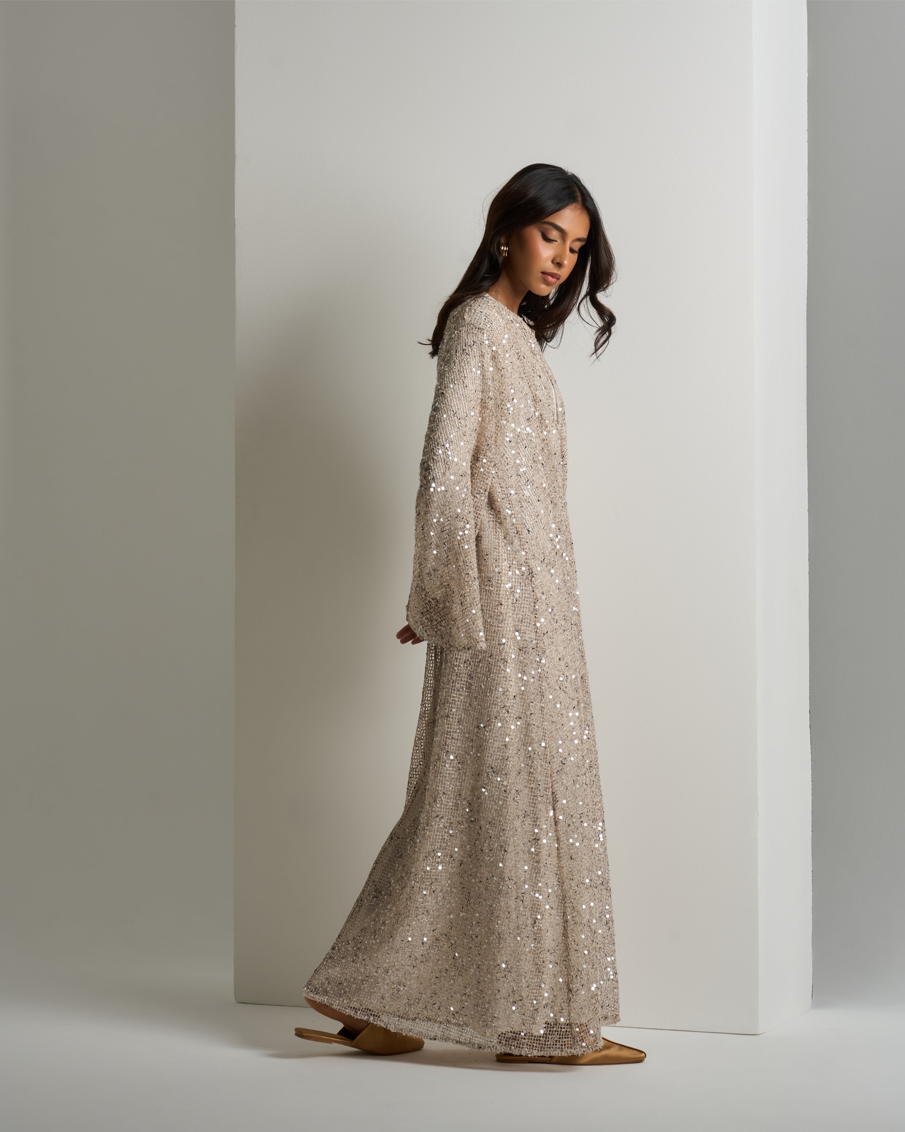 SINGLE BUTTON SEQUENCE DRESS