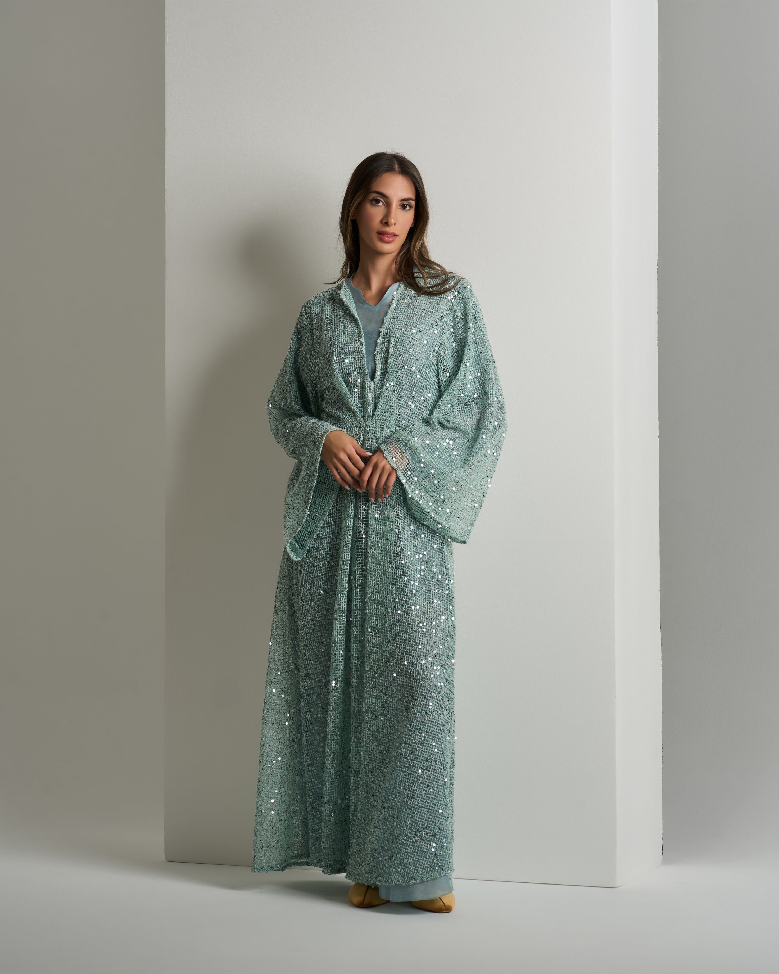 SINGLE BUTTON SEQUENCE DRESS
