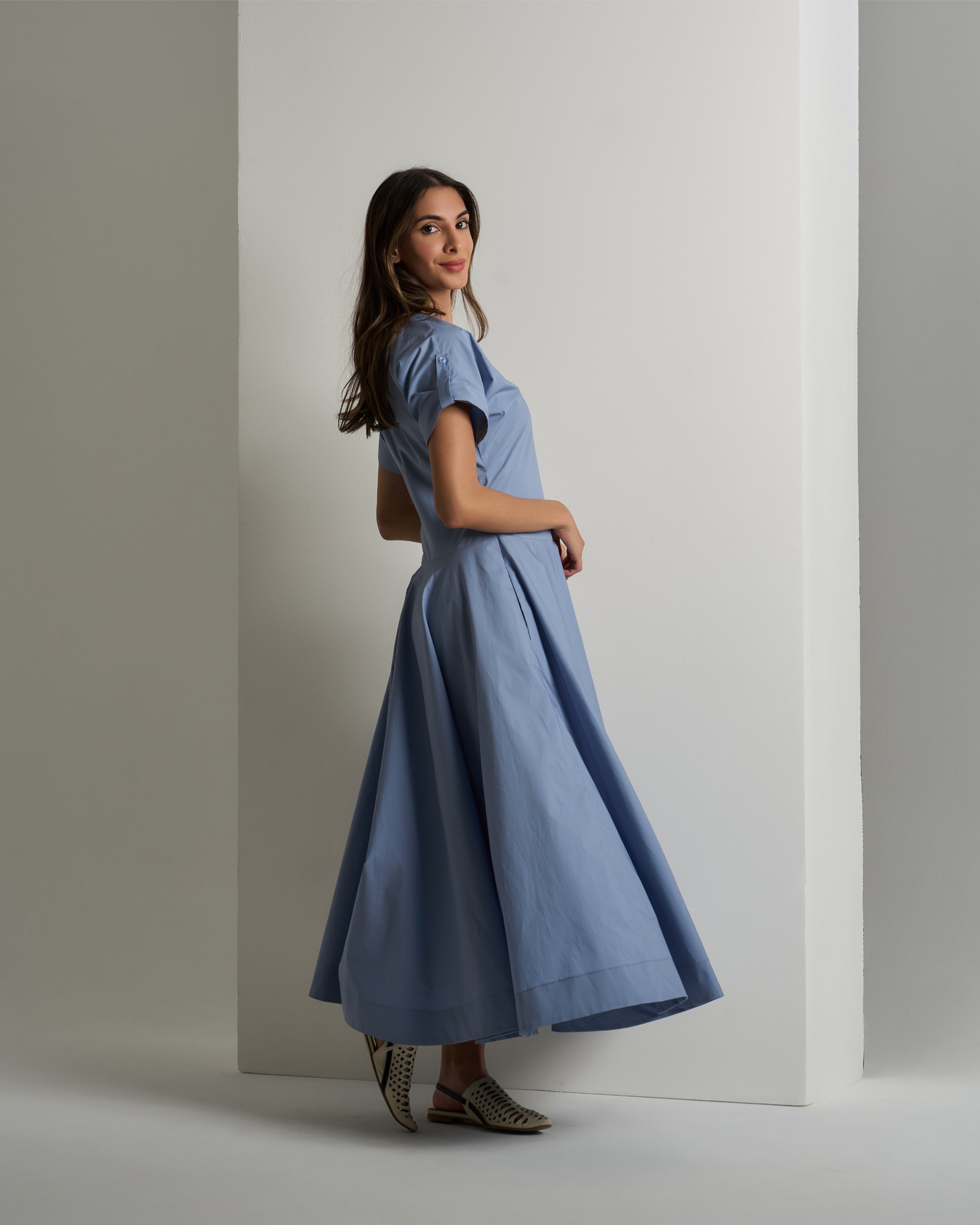 SHORT SLEEVE A-LINE DRESS