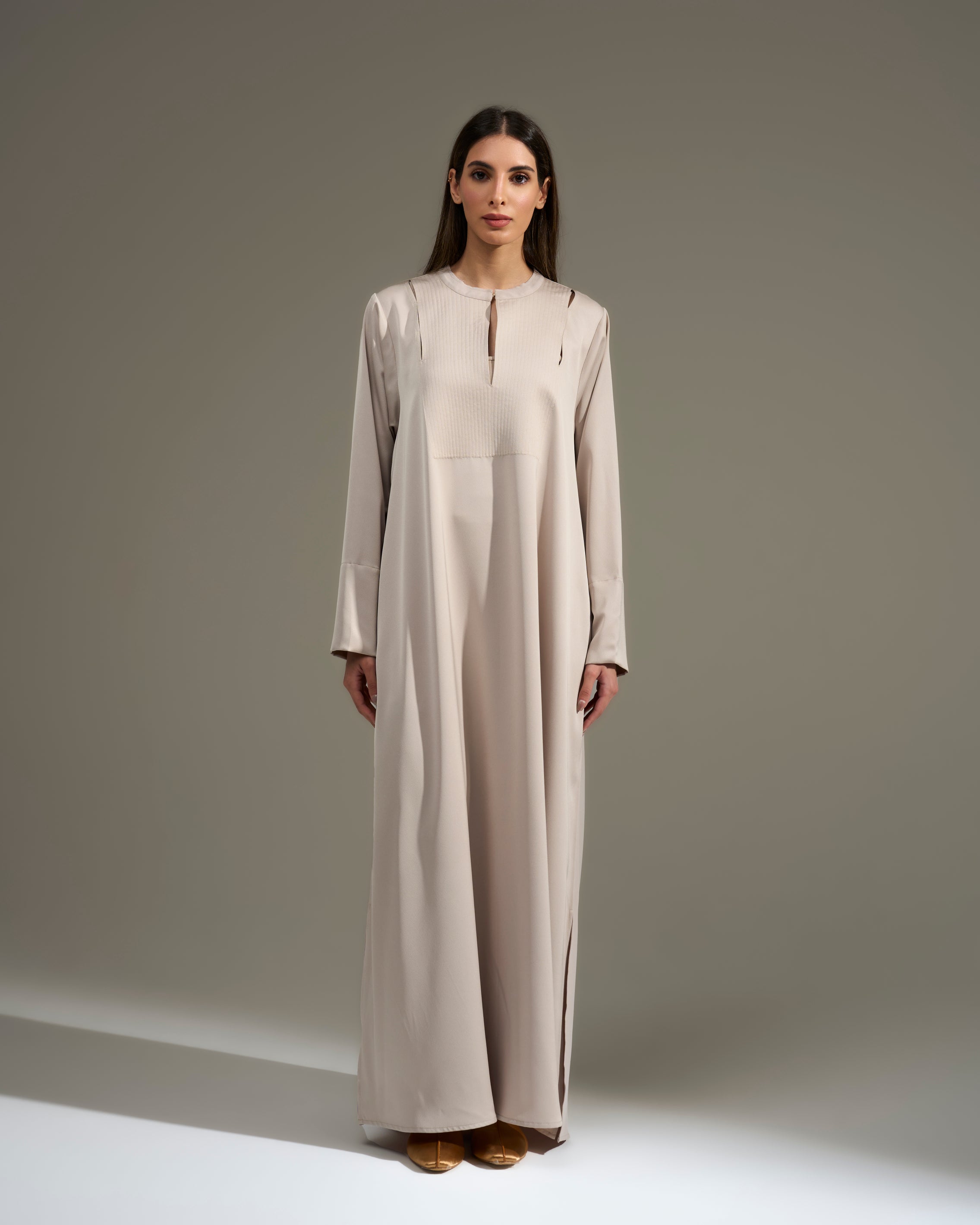 CREAM PINTUCK DRESS