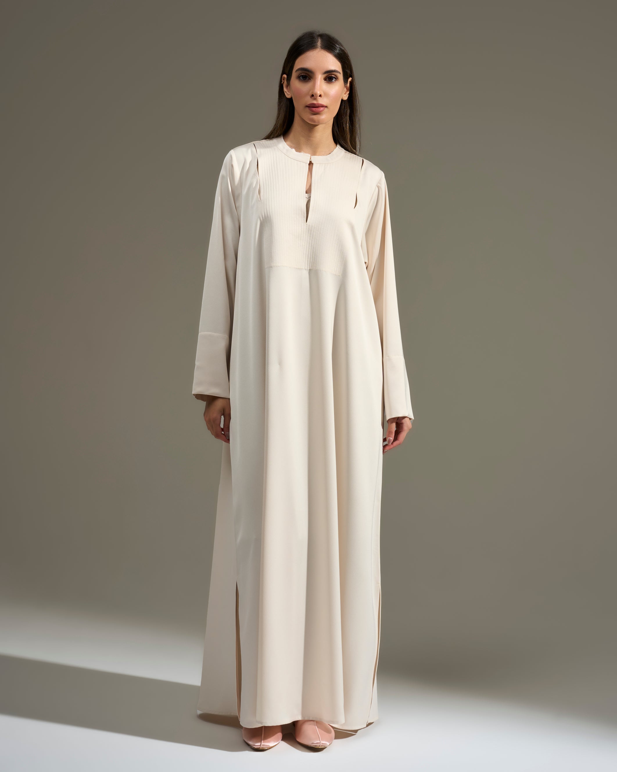 CREAM PINTUCK DRESS