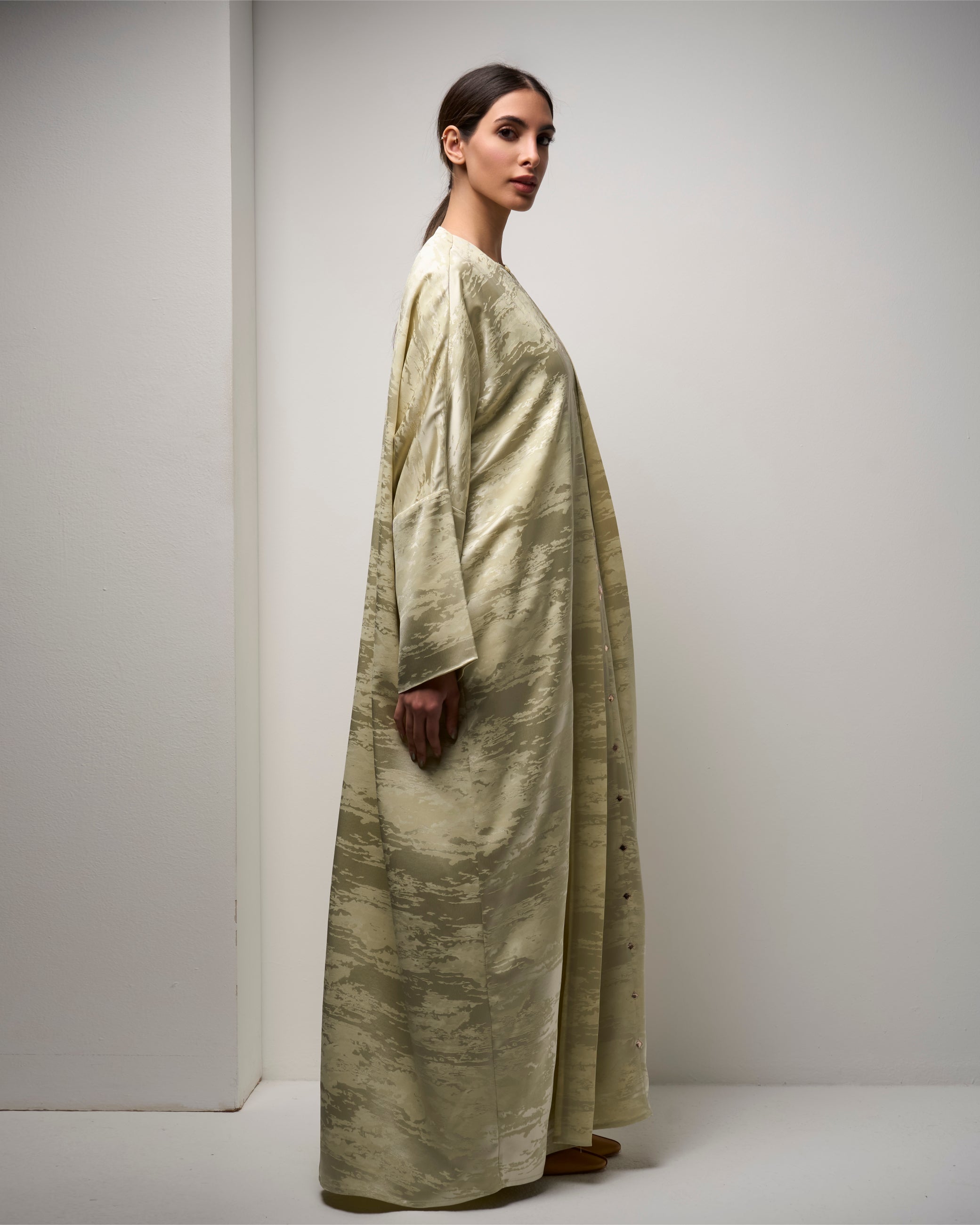 LIGHT GREEN DOUBLE LAYERED BUTTONED DOWN DRESS