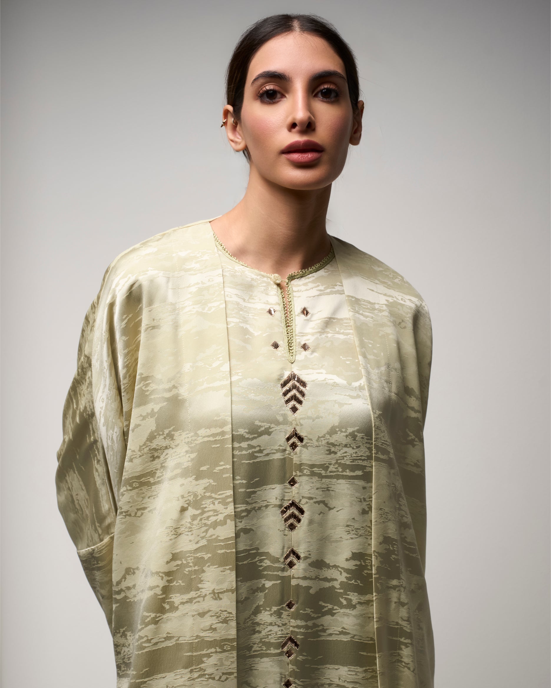LIGHT GREEN DOUBLE LAYERED BUTTONED DOWN DRESS