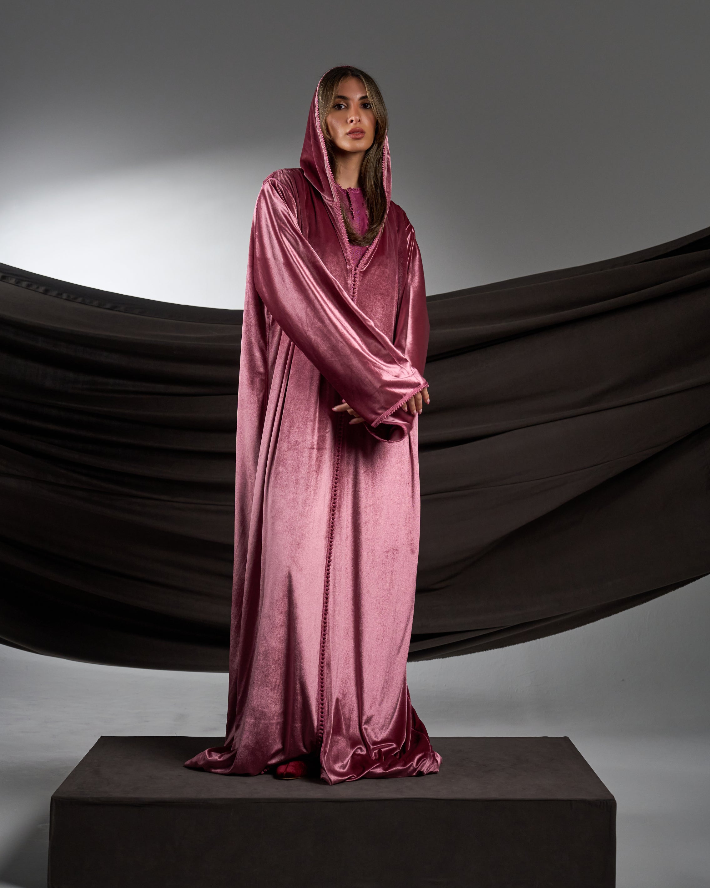 Embroidered Velvet Moroccan Dress