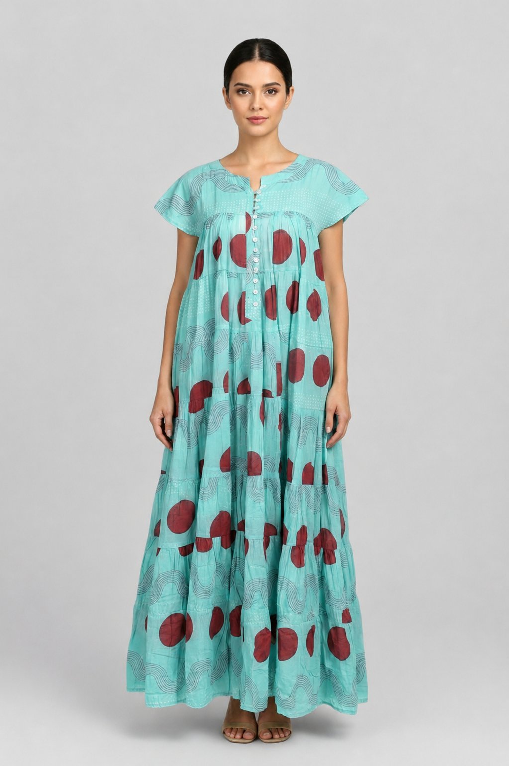 Layer Sleeveless Green Dot & Waves