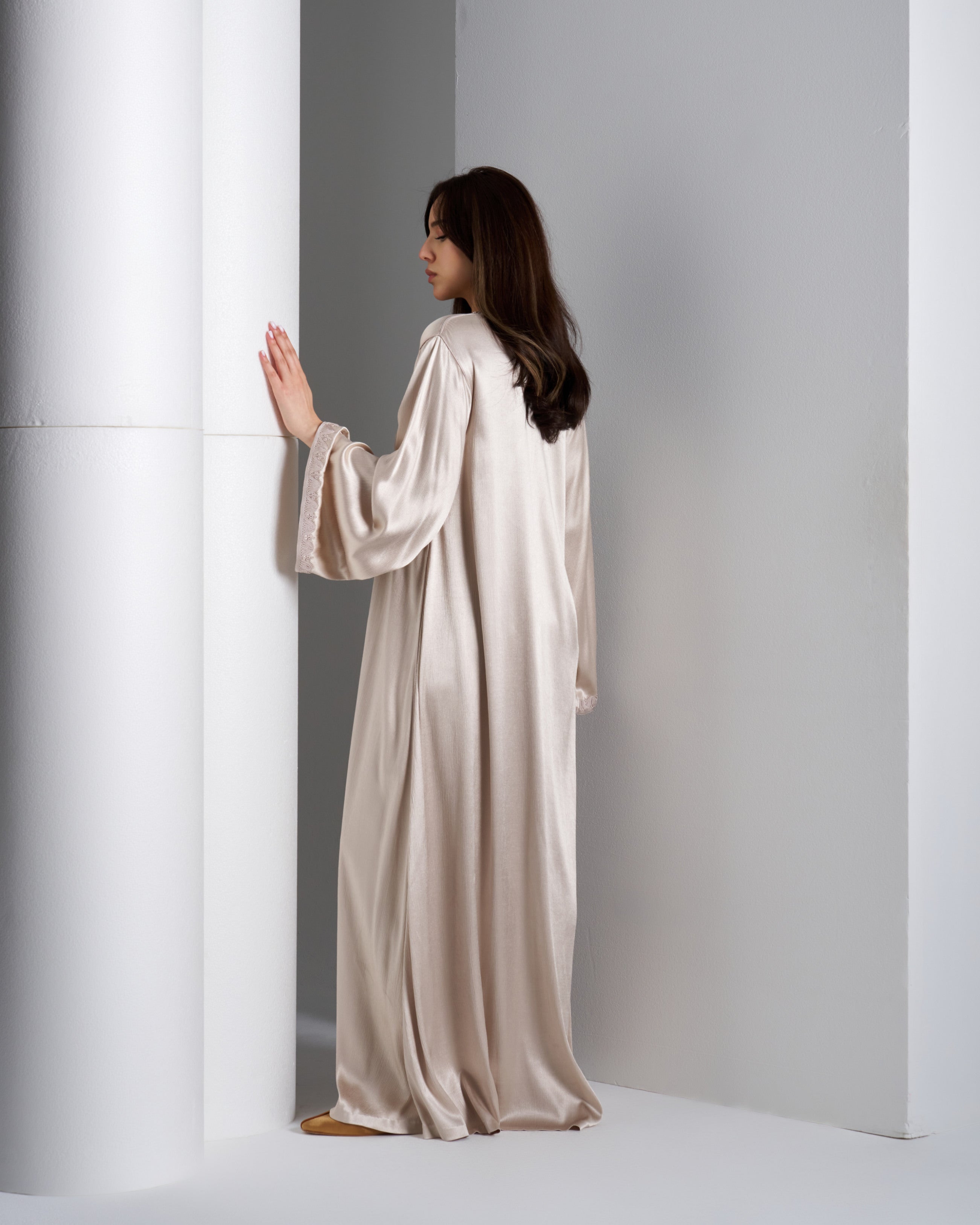 V Neck Dress Silk with Embroidery