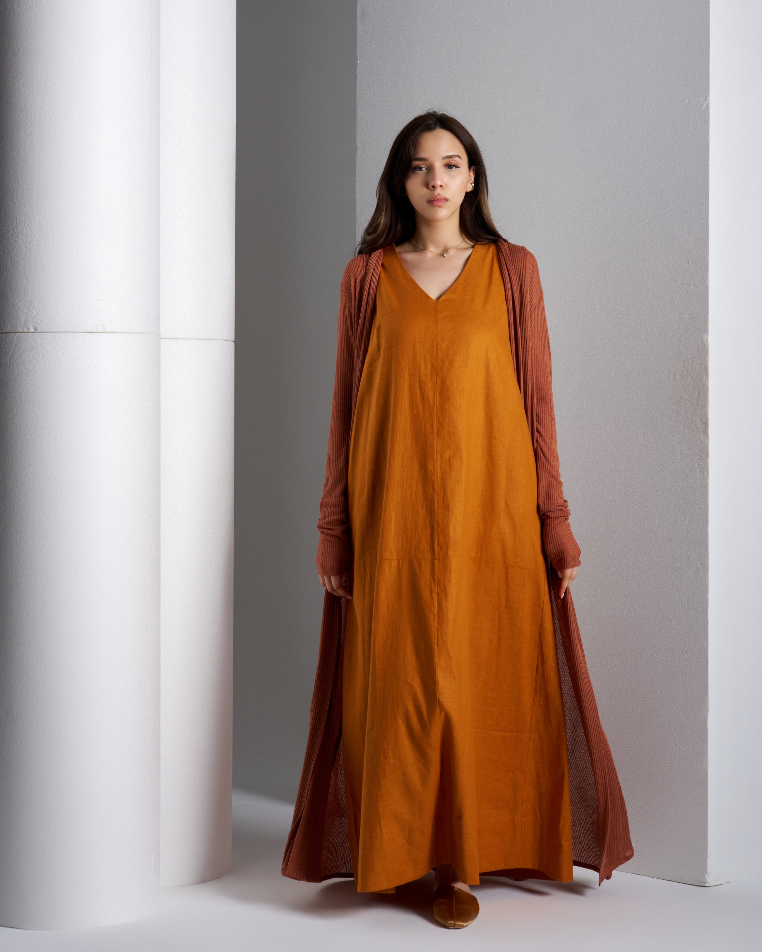 Ribbed Long Knit Cardigan Set