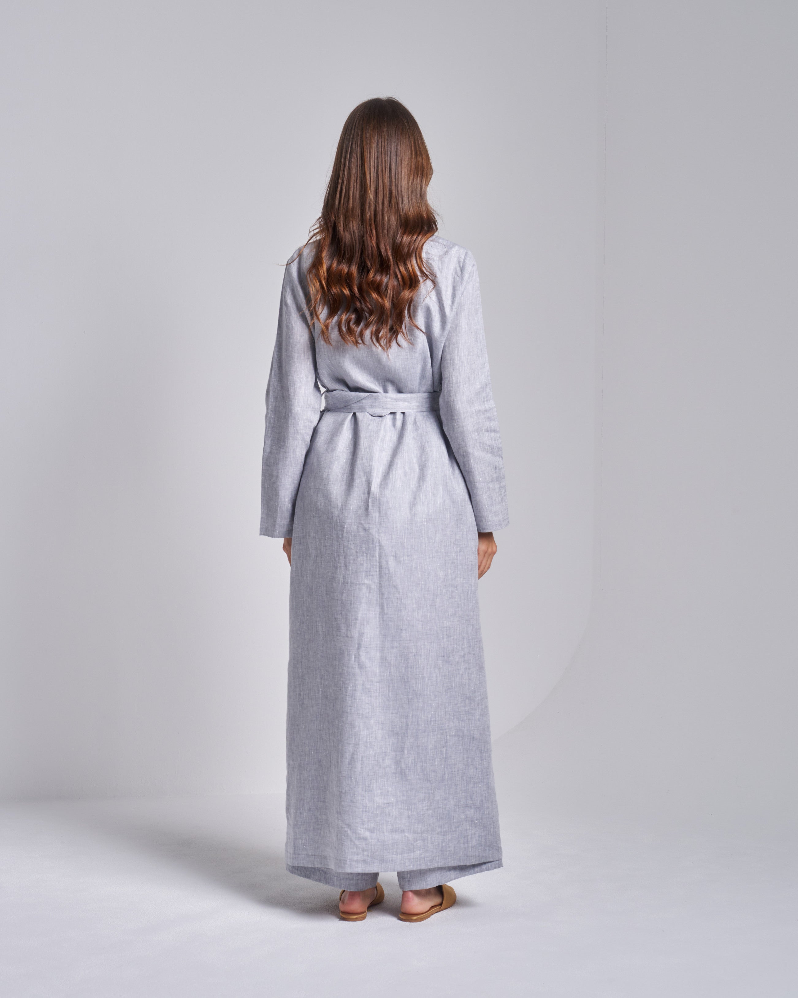 Linen Trench Coat Set with Sleeveless Top and Pants