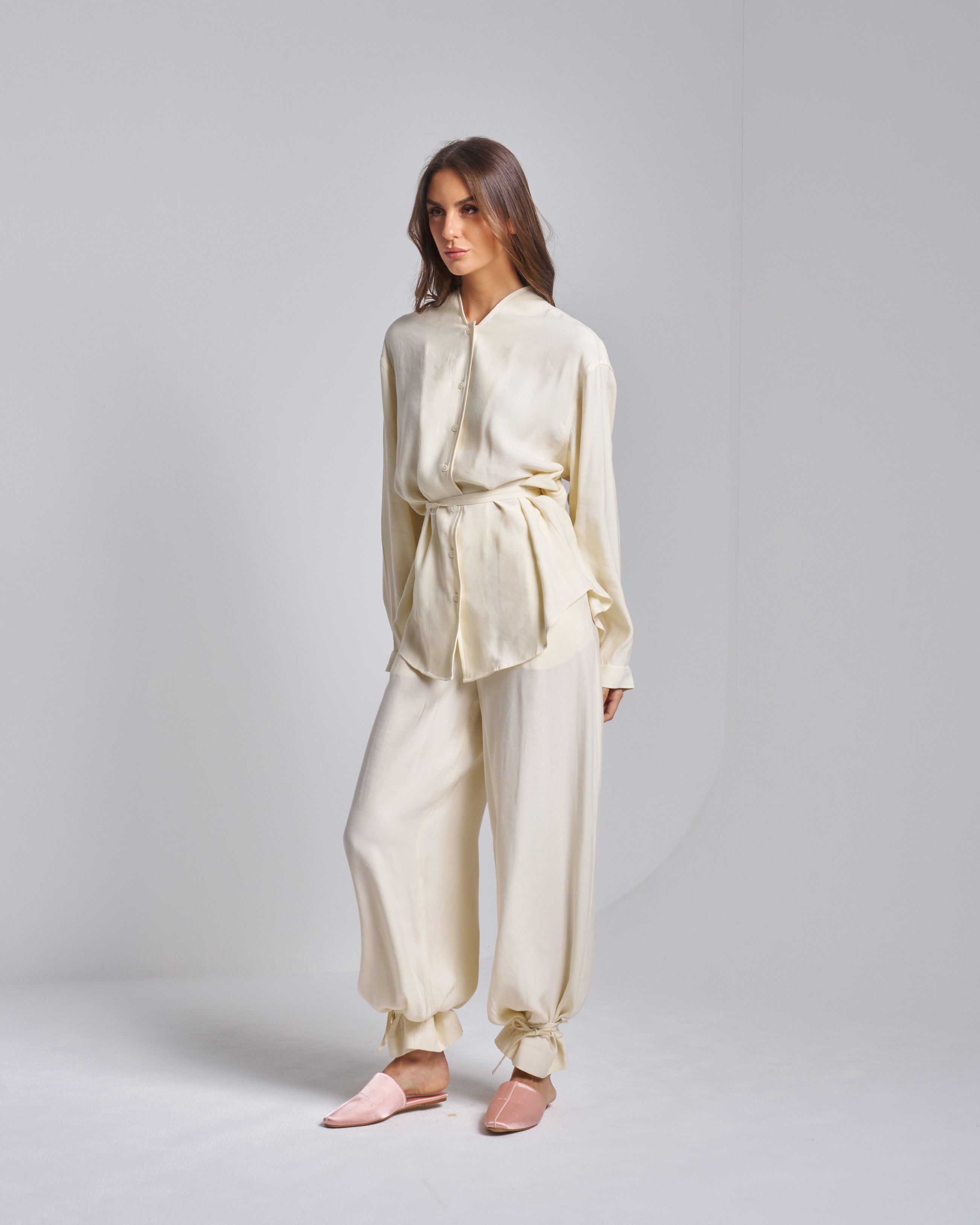 Cotton Crepe Set with Pants and Shirt