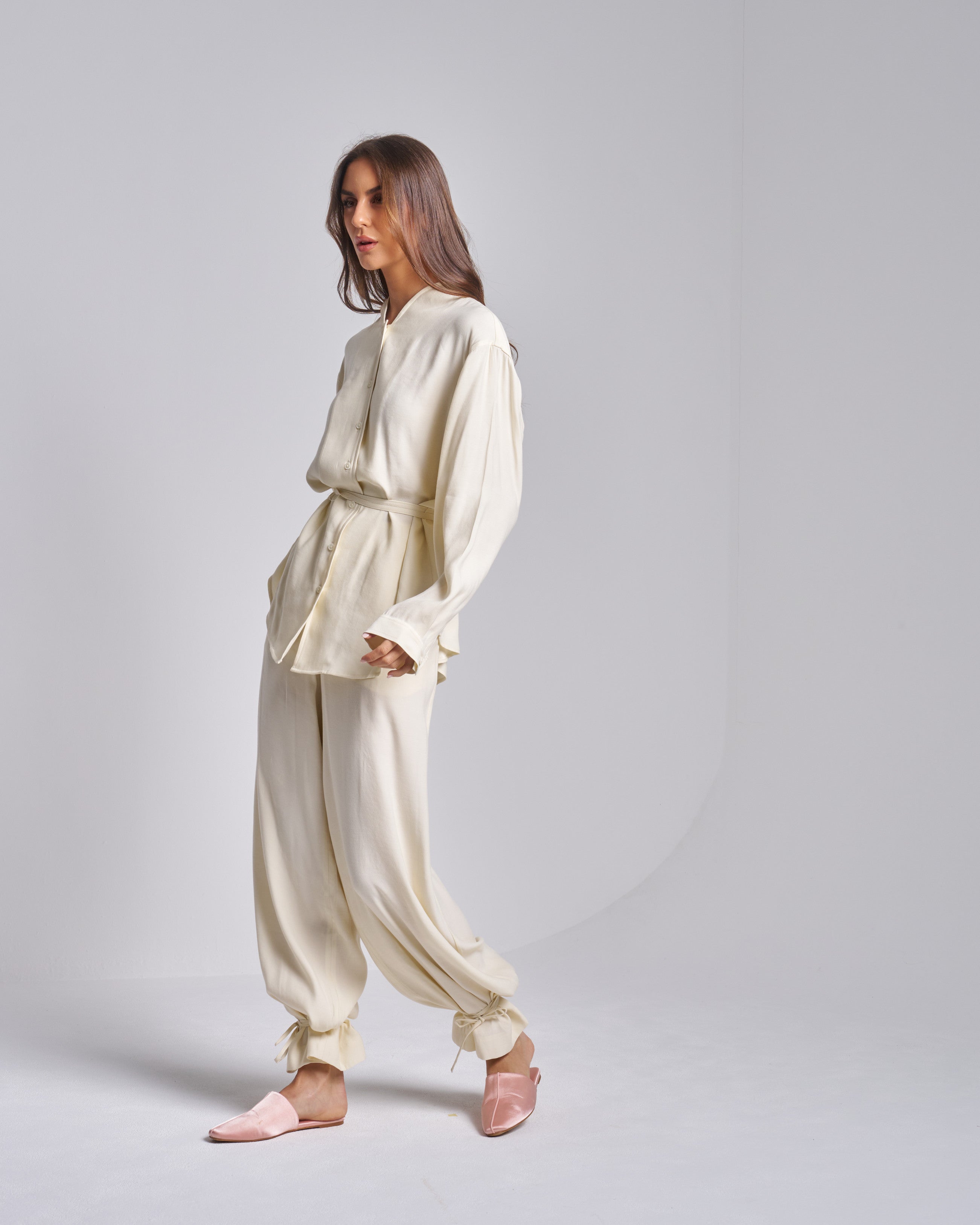 Cotton Crepe Set with Pants and Shirt