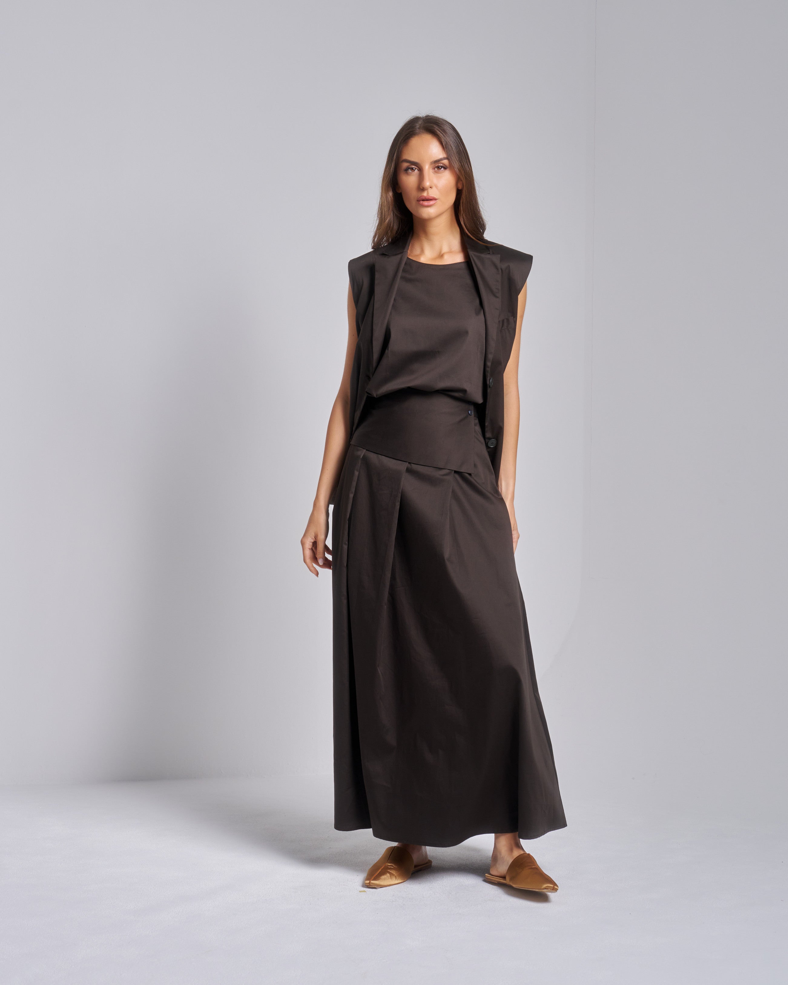 Cotton Set Vest with Top and Skirt