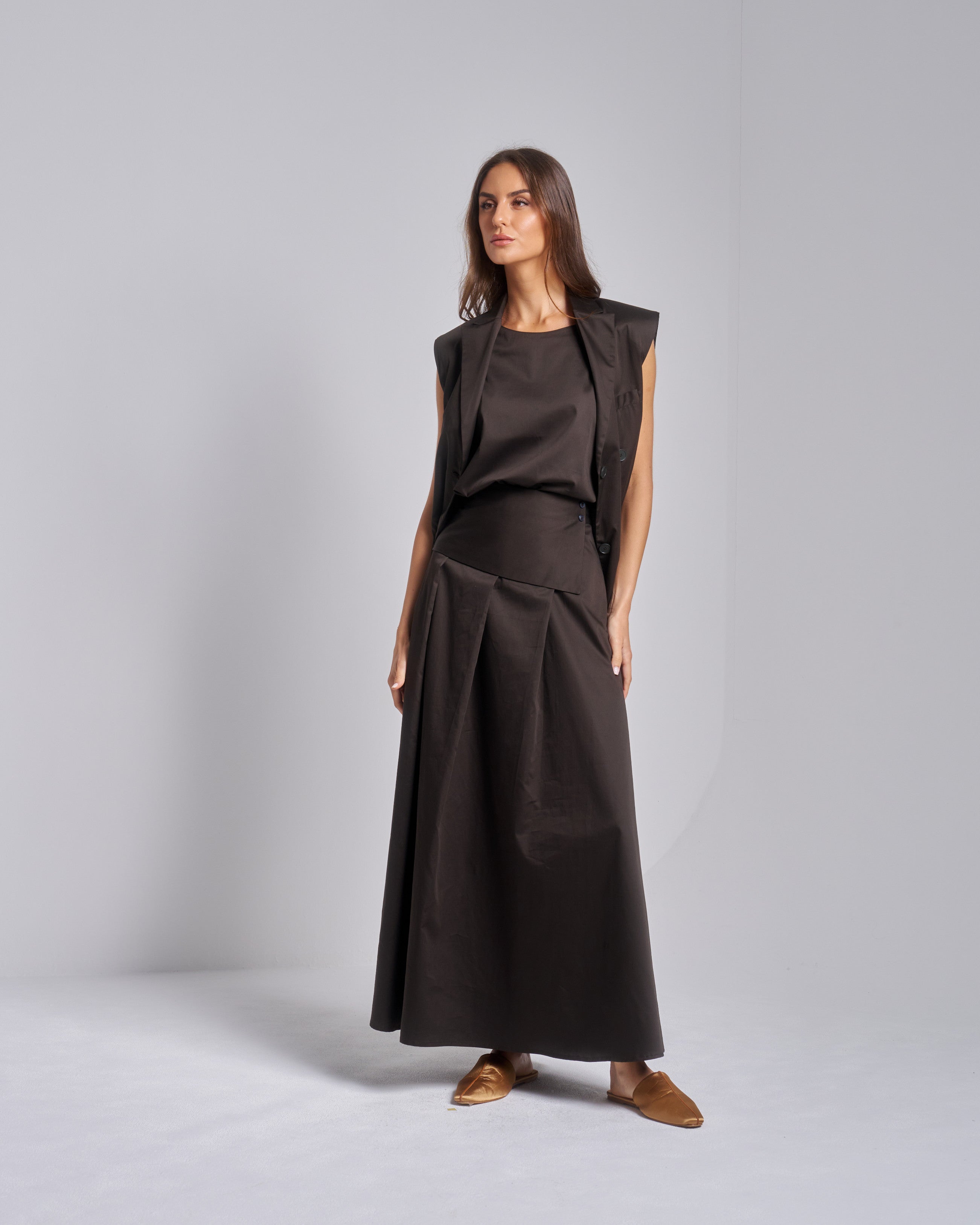 Cotton Set Vest with Top and Skirt