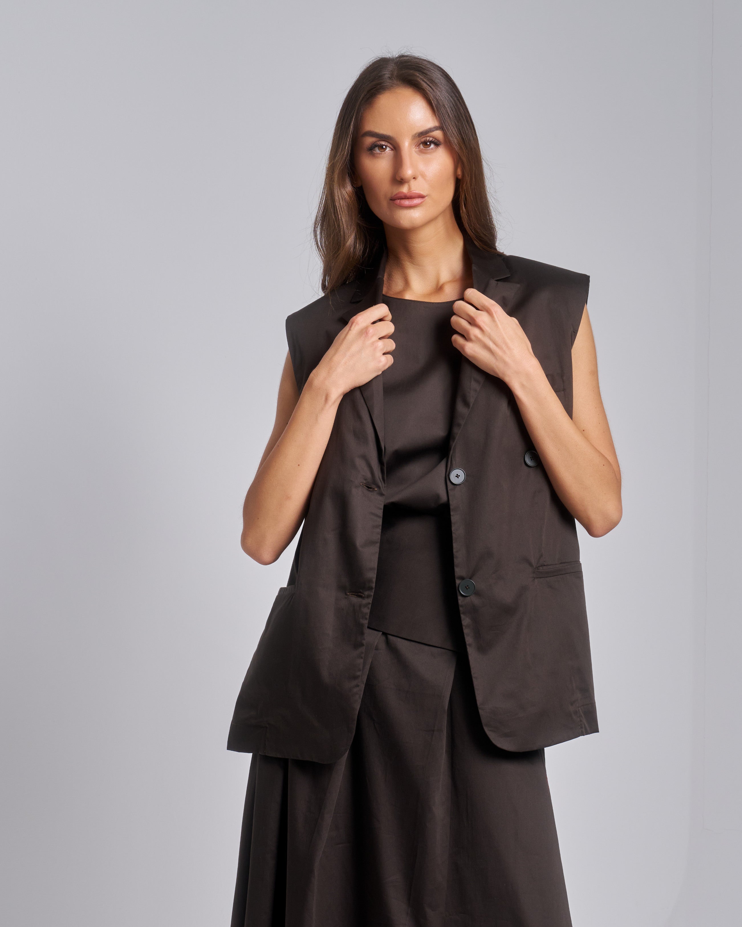 Cotton Set Vest with Top and Skirt