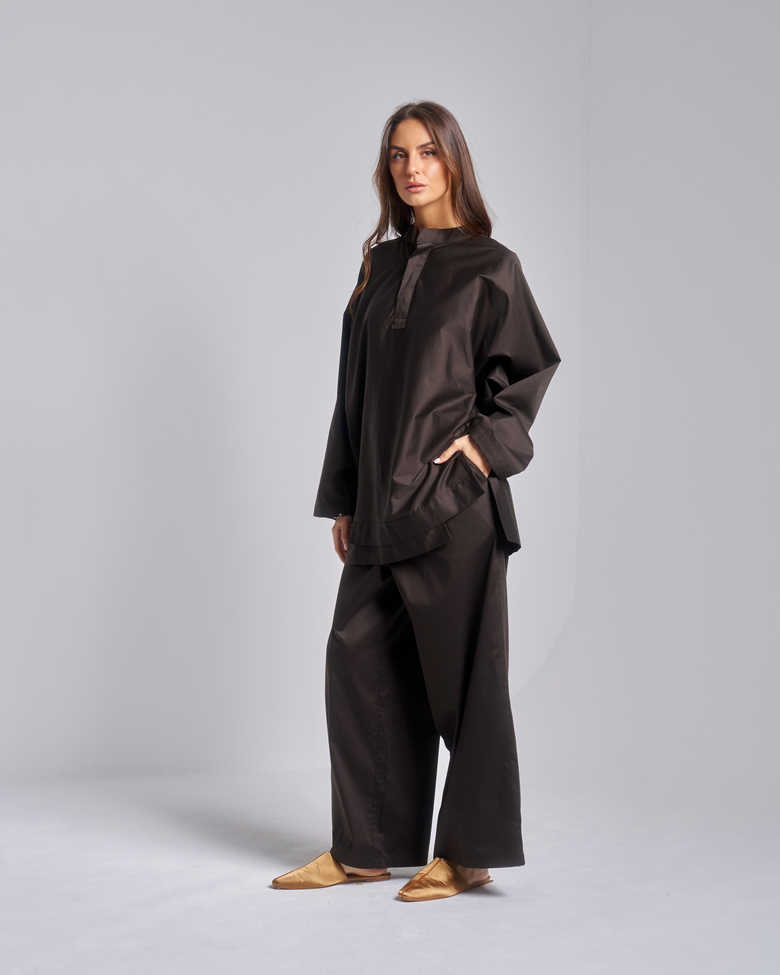 Standing Collar Shirt with Pants