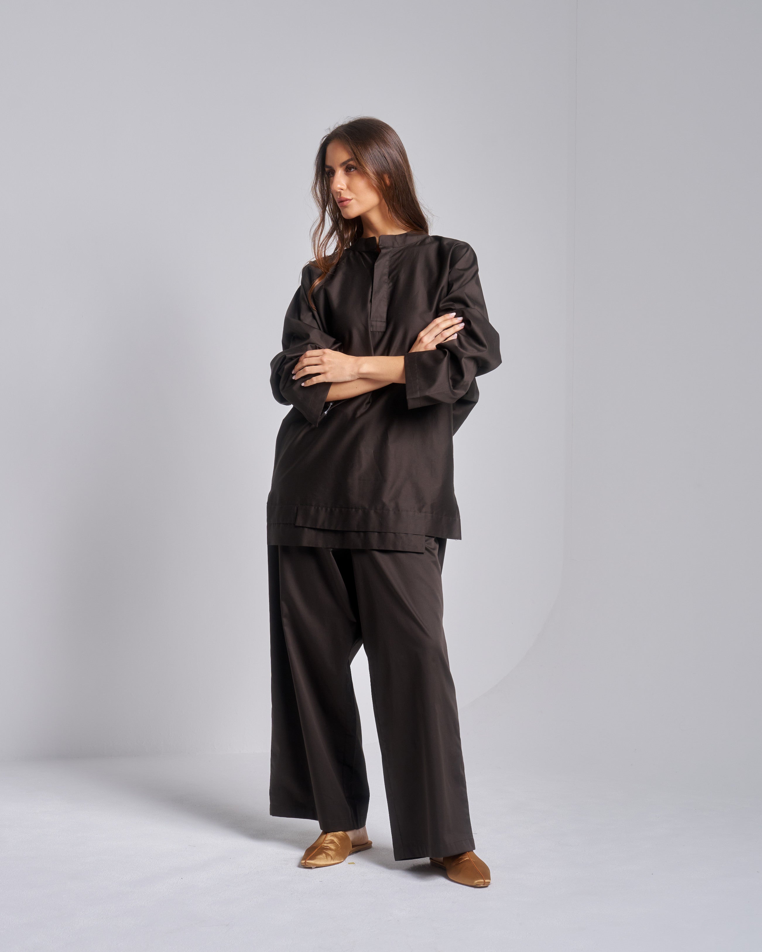 Standing Collar Shirt with Pants
