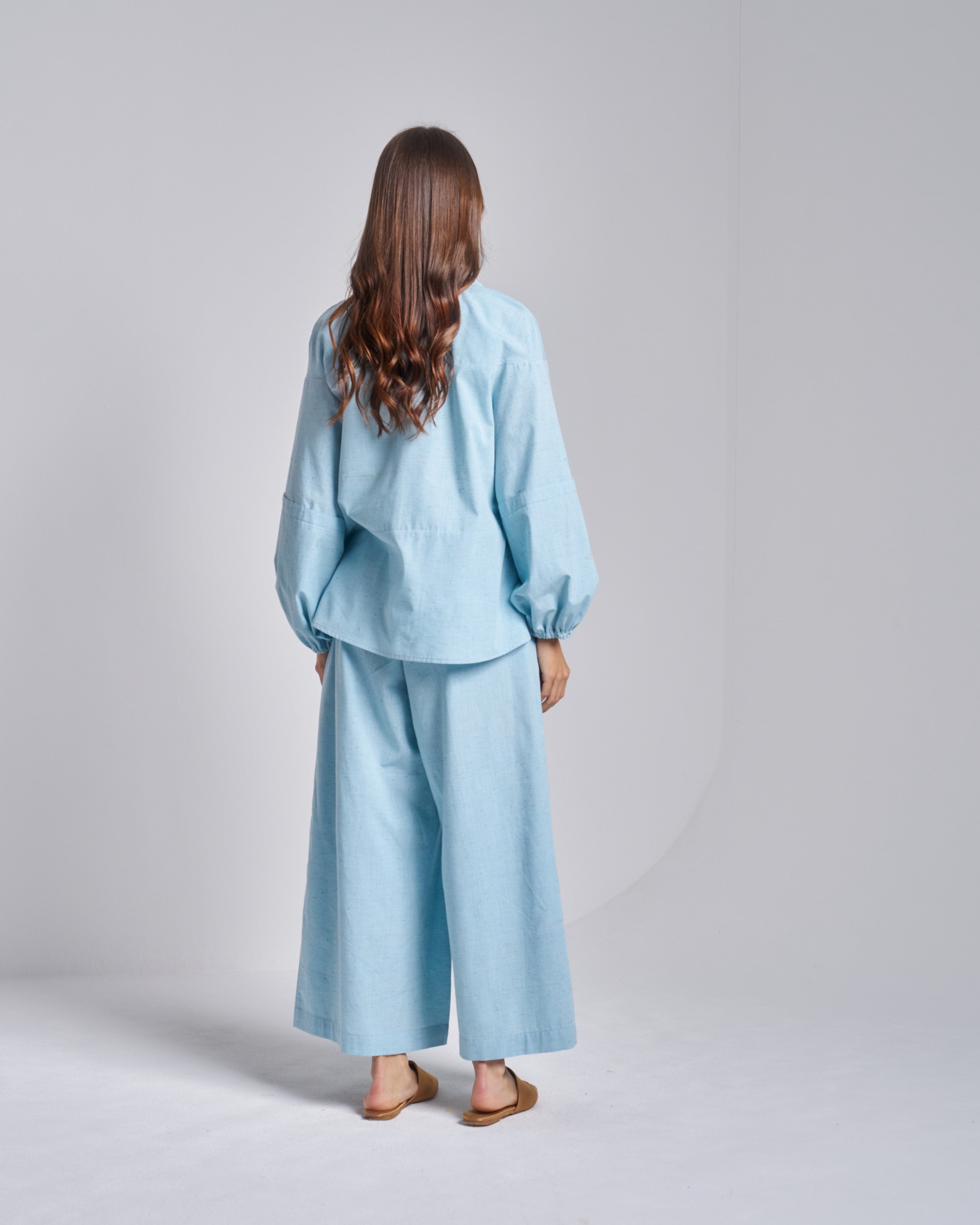 Cotton 2-Piece Set with Shirt and Wide Pants