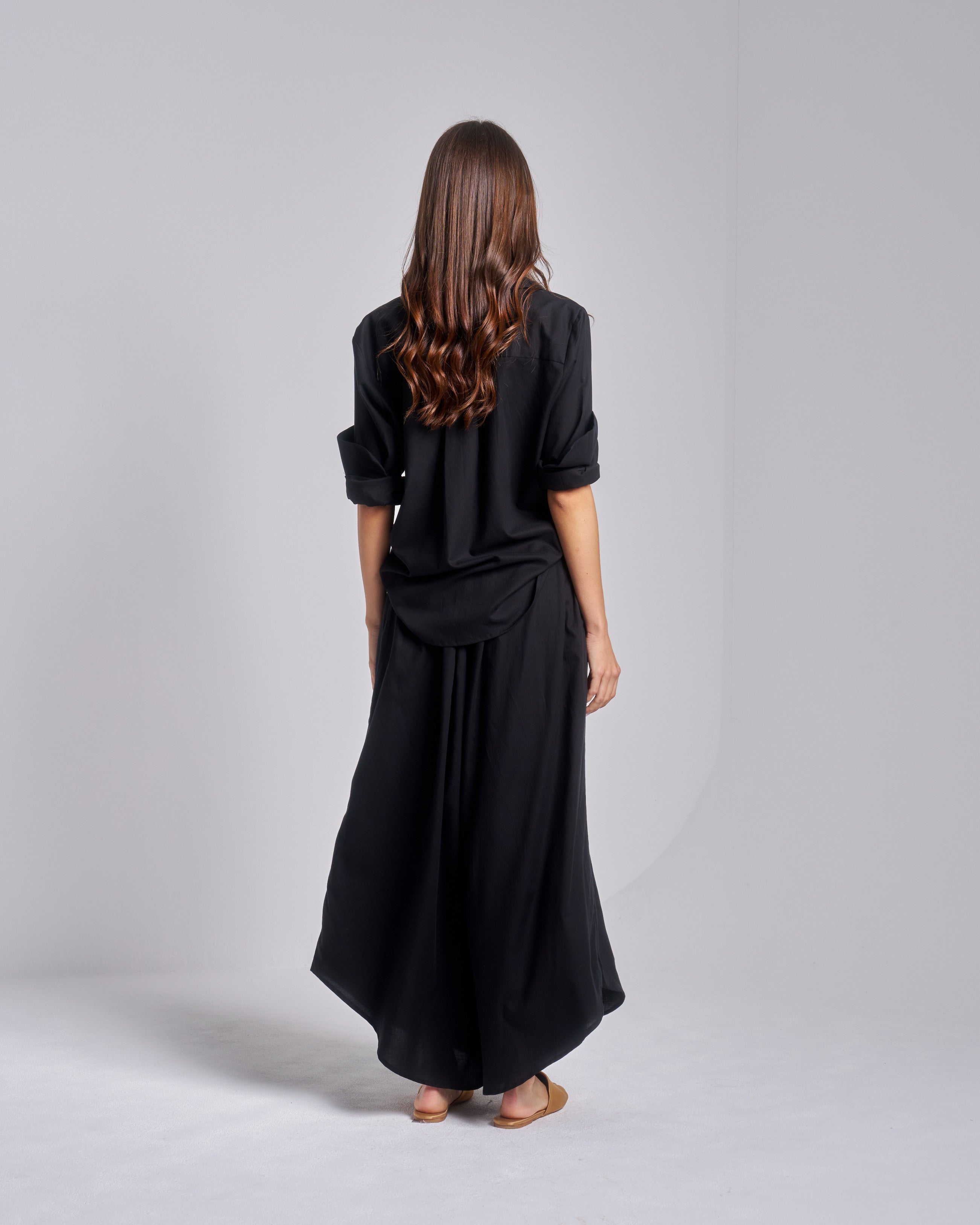 Cotton Set Shirt with Wide Pants
