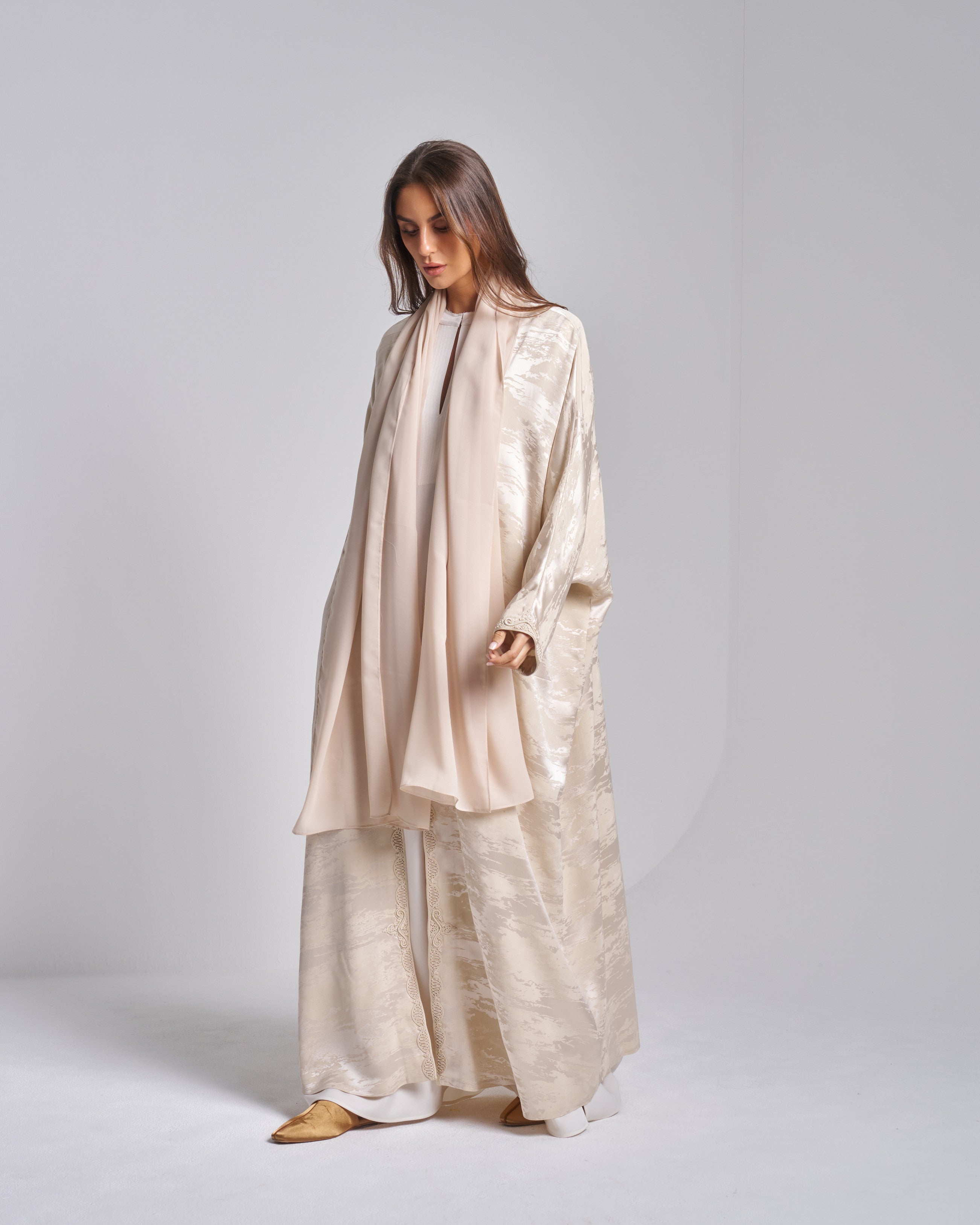 SS26- Abaya with scarf Printed