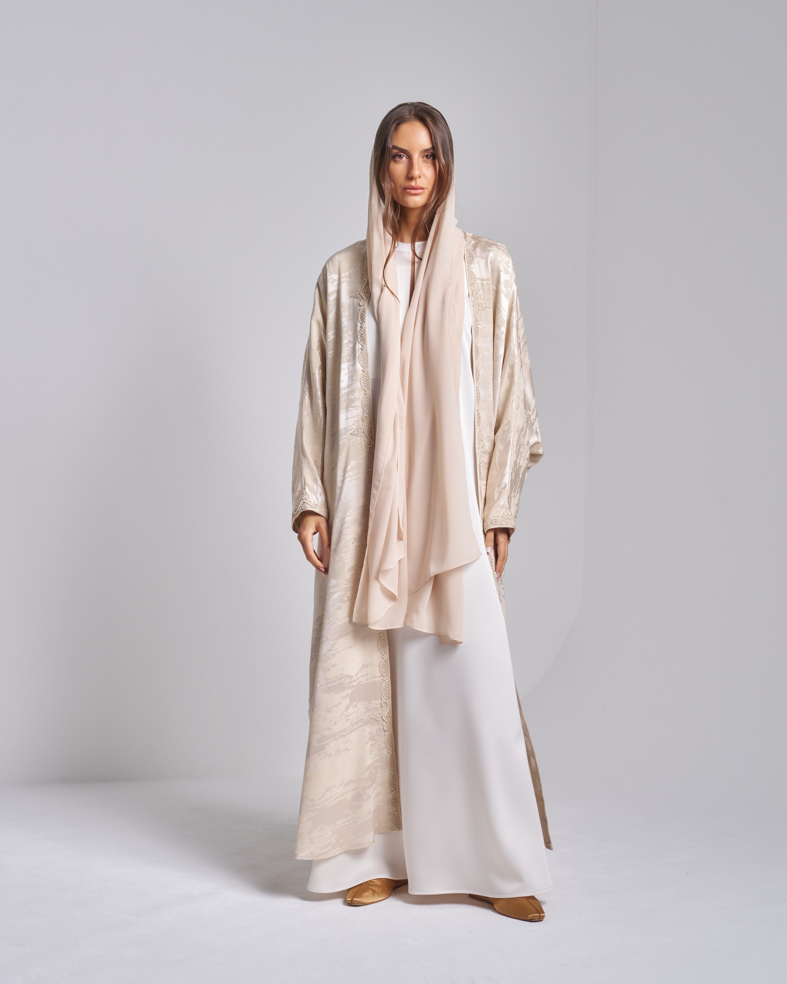 SS26- Abaya with scarf Printed