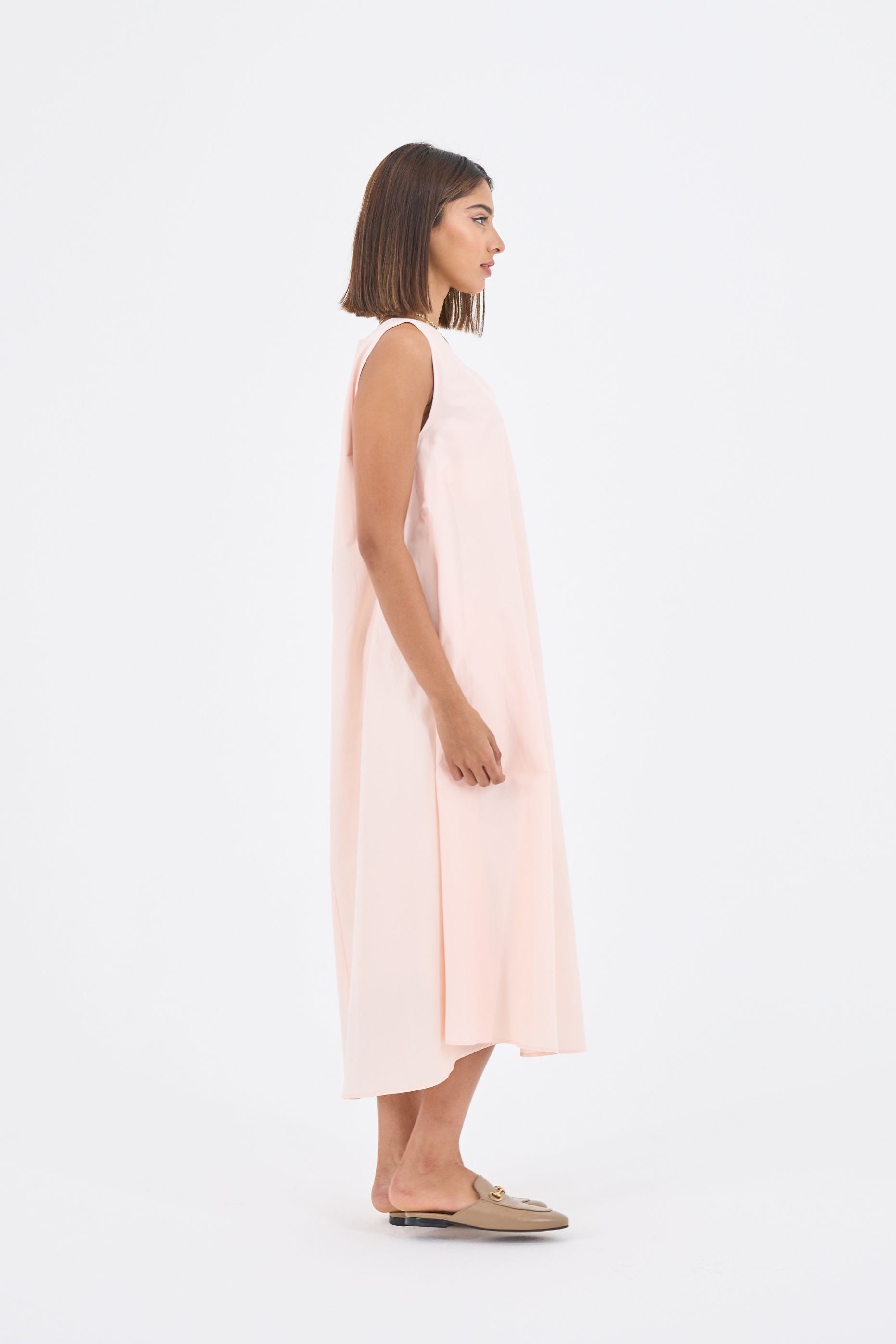 V neck sleeveless Pink dress