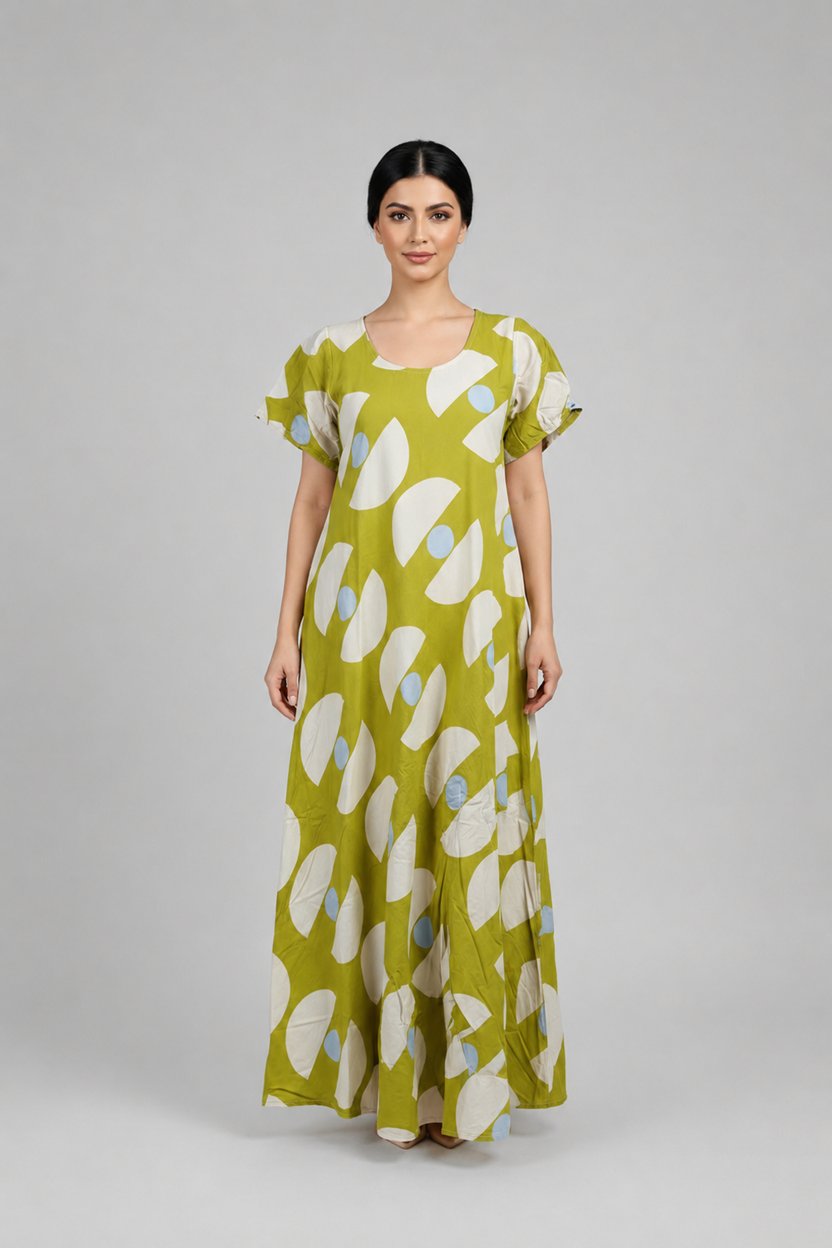 Tent Dress Short Sleeve Green Contemporary
