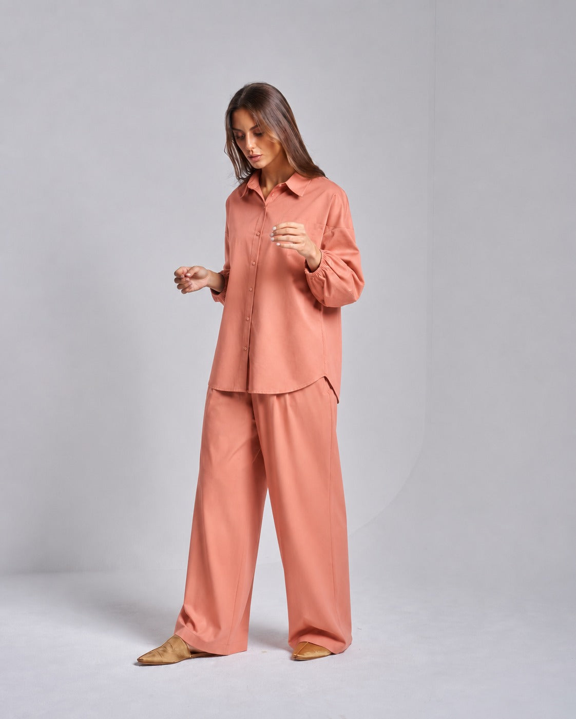 Cotton Set with Wide Pants