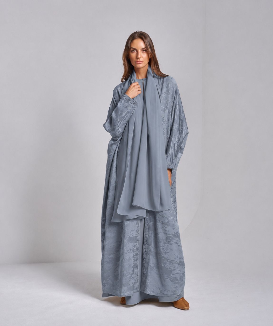 SS26- Abaya with scarf Printed
