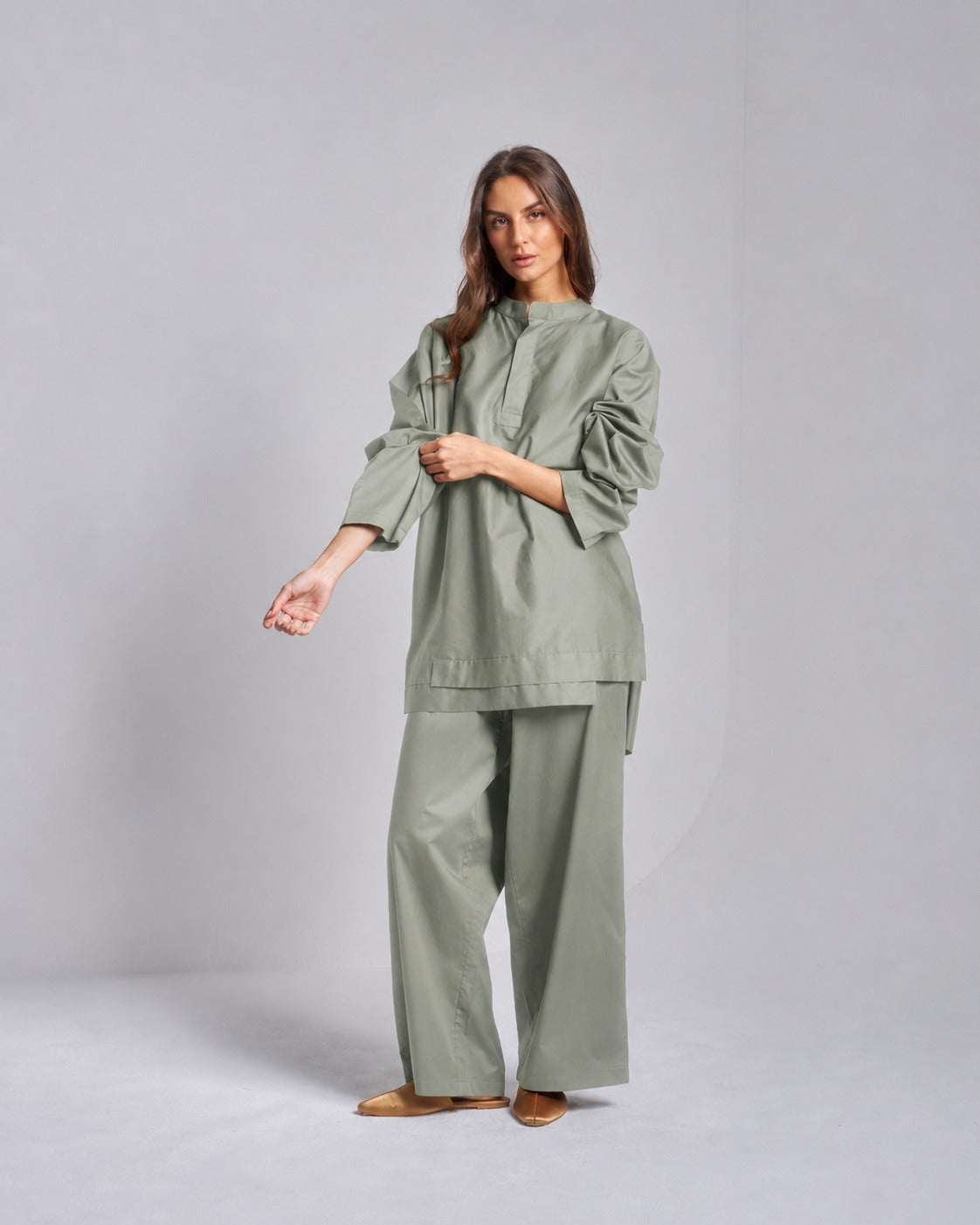 Standing Collar Shirt with Pants