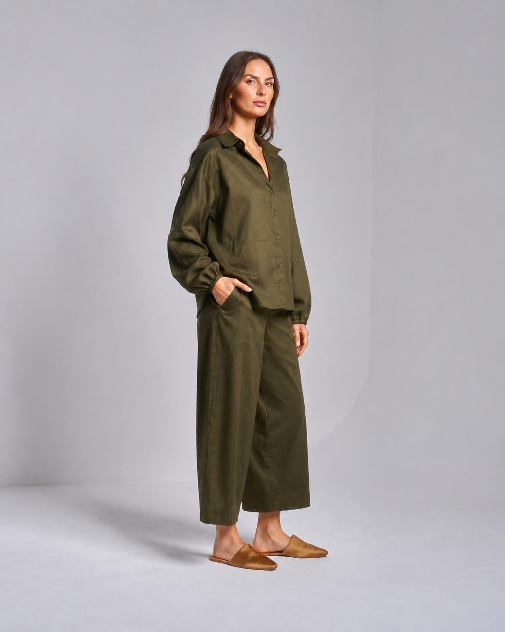 Cotton Set with Wide Pants