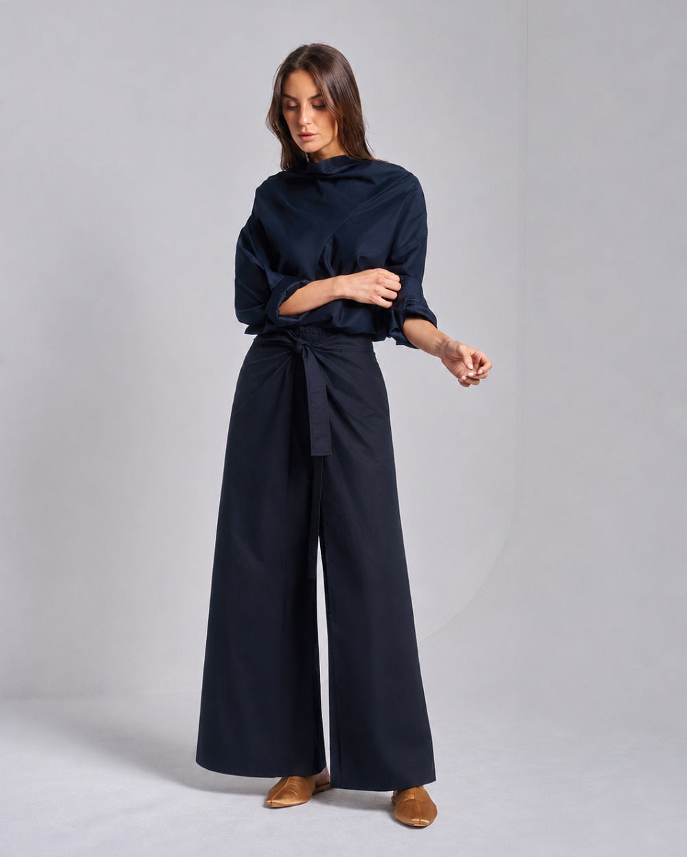 Cowl Neck Wrap Pants Set