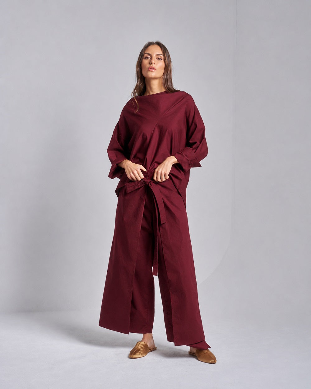 Cowl Neck Wrap Pants Set
