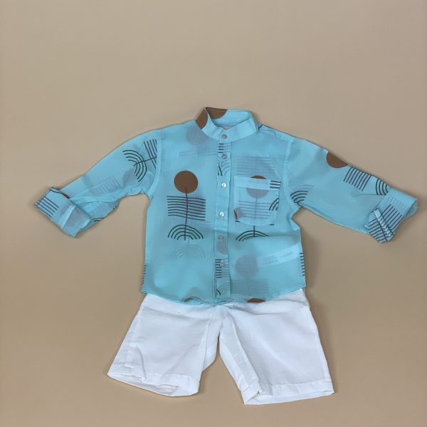 BOYS Short & Shirt Set Aqua Trendy