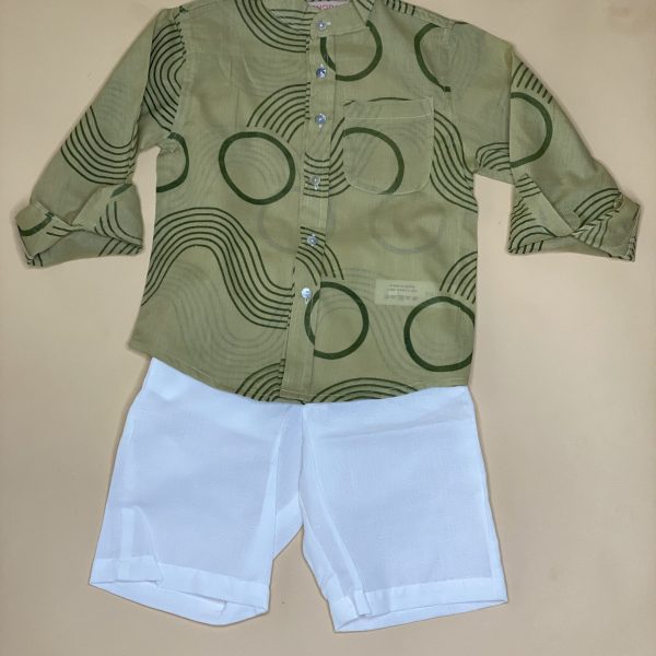 BOYS Short & Shirt Set Olive Waves