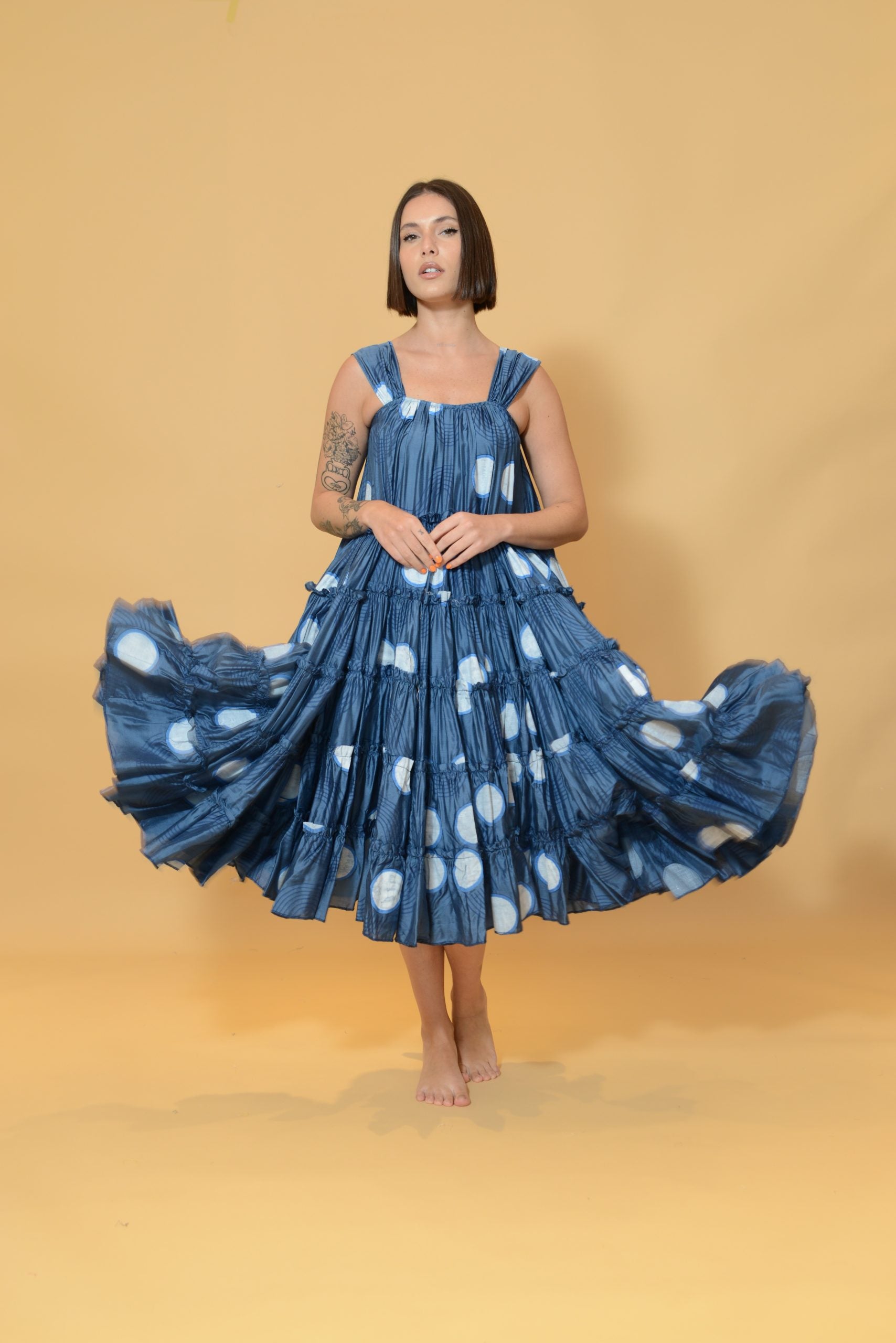 Flounce Dress Blue Wave