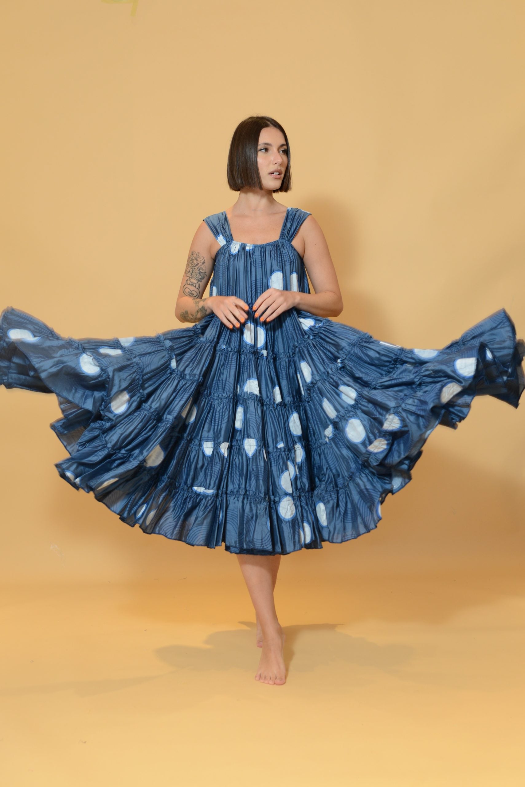 Flounce Dress Blue Wave