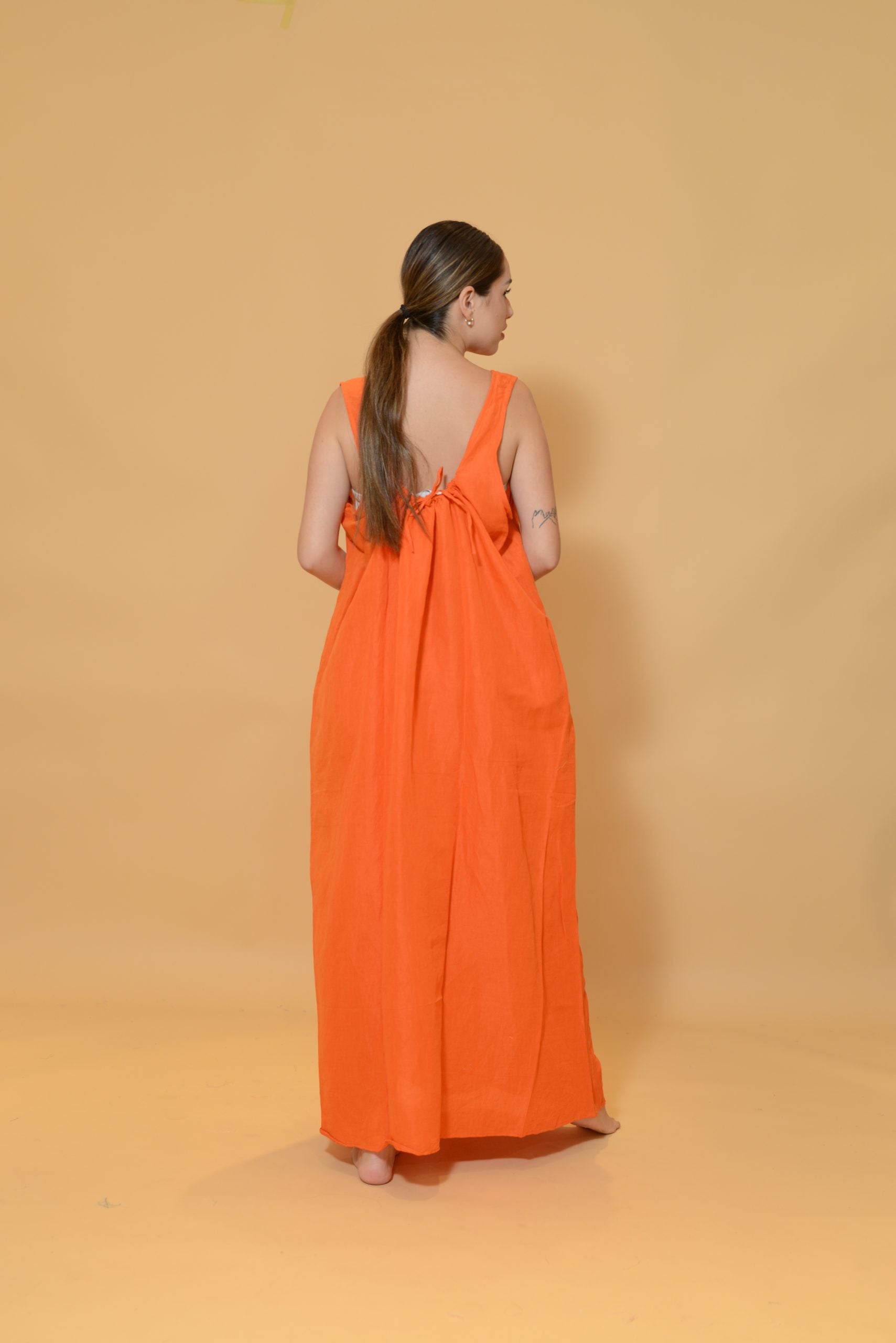 Chaps Linen Dress Orange