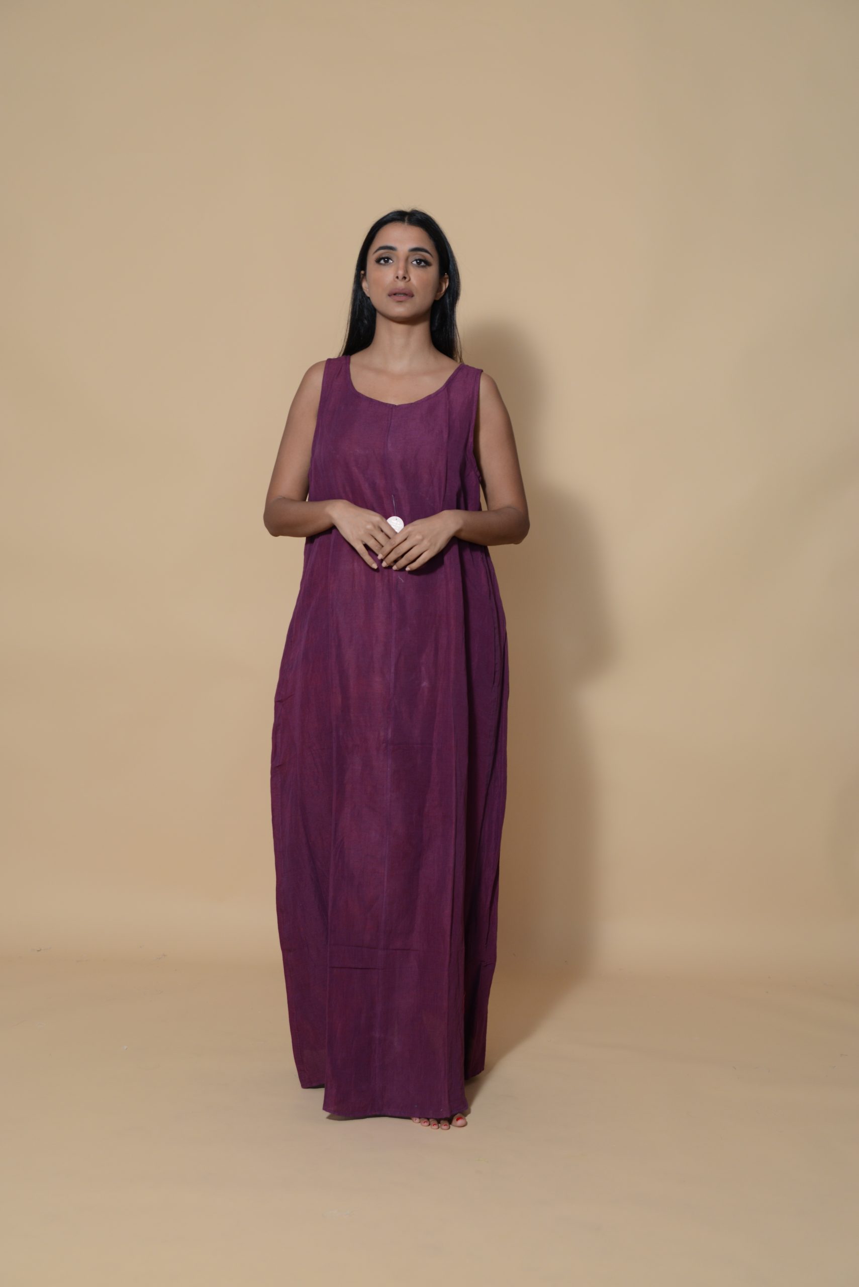 Chaps Linen Dress Purple