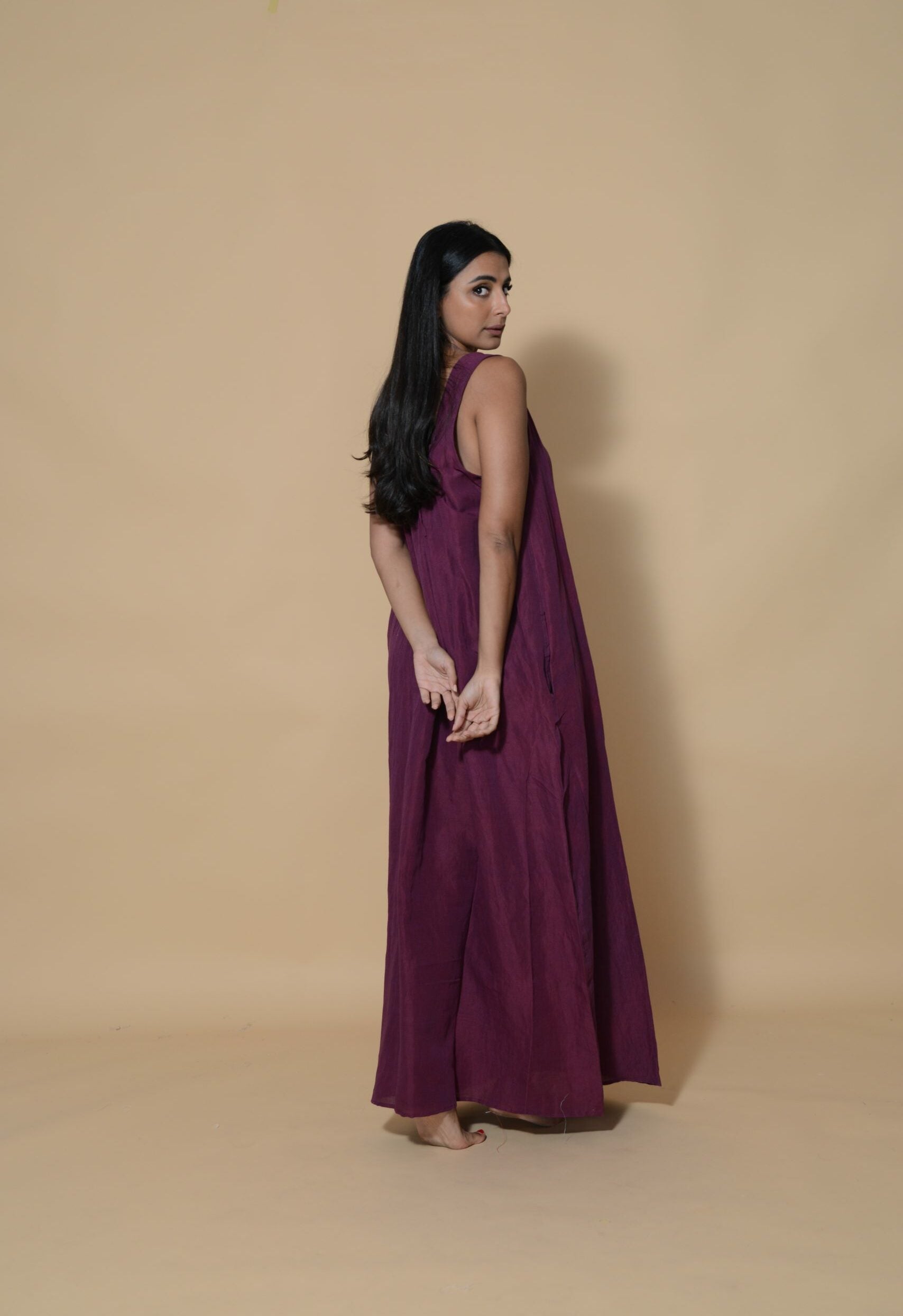 Chaps Linen Dress Purple